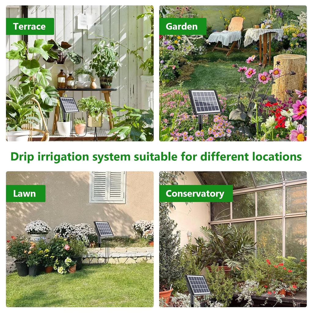 49ft solar drip irrigation system kit, auto watering, package contents
