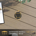 VICLLAX 5 Pieces Patio Dining Set, Outdoor Furniture Set Includes 1 Square Outdoor Table and 4 Stackable Patio Sling Chairs, Grey Wood Grain Tabletop and Grey Fabric