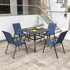 Patio Chairs, Stackable Outdoor Dining Chairs for All Weather Textilene Fabric & Metal Frame, Outdoor Chairs Set for Backyard Deck Garden (Dark Blue, Set of 4)