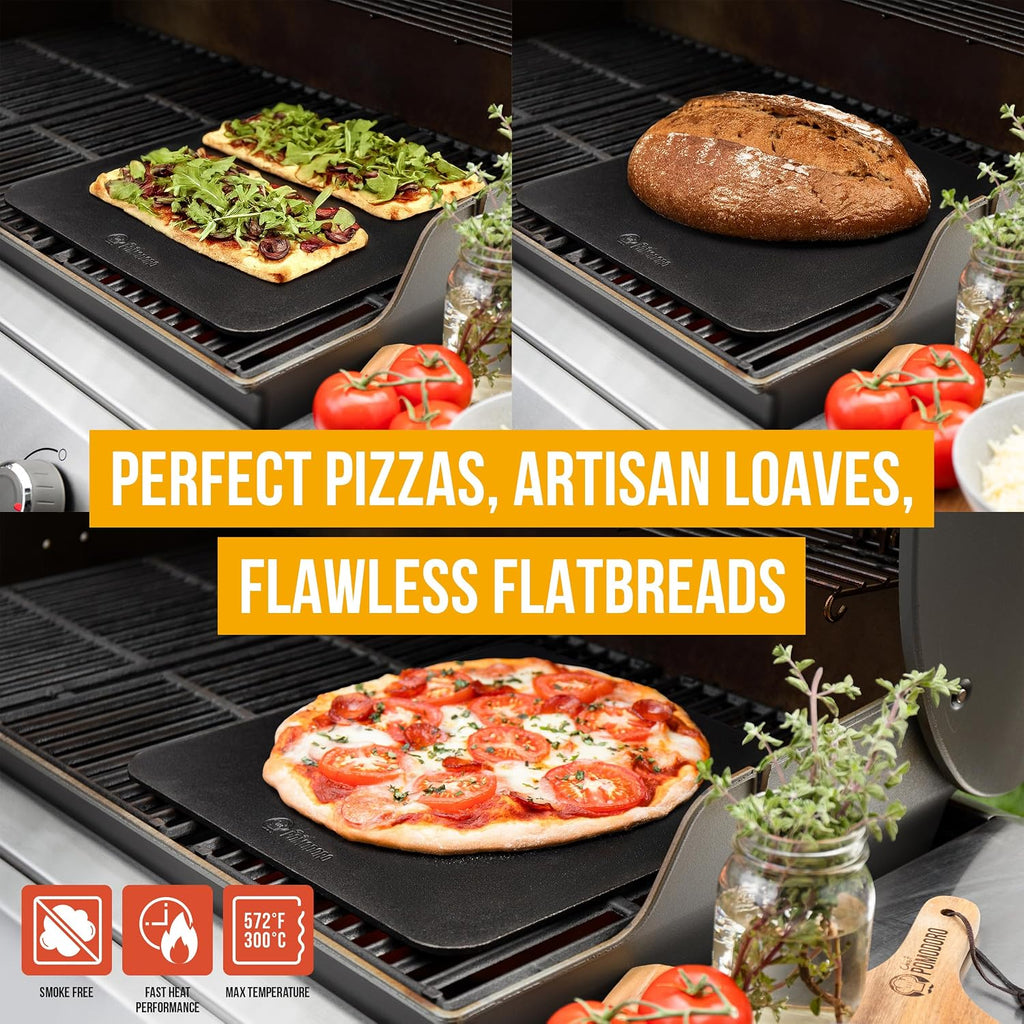 Chef Pomodoro Pizza Steel for Oven 16"x16", 1/4" Thick, With Lifting Holes | Baking Steel For Oven Doubles As Baking Stone Or Grill Use; Produces Crispy Crust, Restaurant-style Pizza And Sourdough Bread