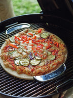 Weber® Gourmet BBQ System Pizza Stone with Carry Rack, 16.7" | Cordierite Stone for Crispy Pizza on Weber® Grills - Grill Accessories