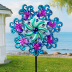 COOZZYHOUR 39" Octopus Wind Spinners for Yard and Garden Stake,Ocean Theme Outdoor Decor - Metal Windmill, Wind Sculpture Decorations for Patio,Lawn