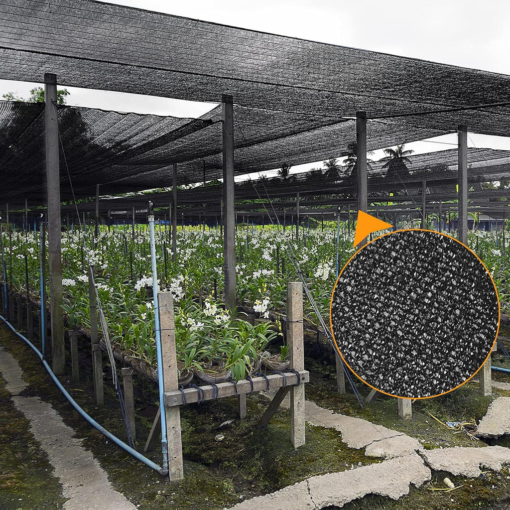 tuparka 90% black shade cloth 10ft x 20ft, side view