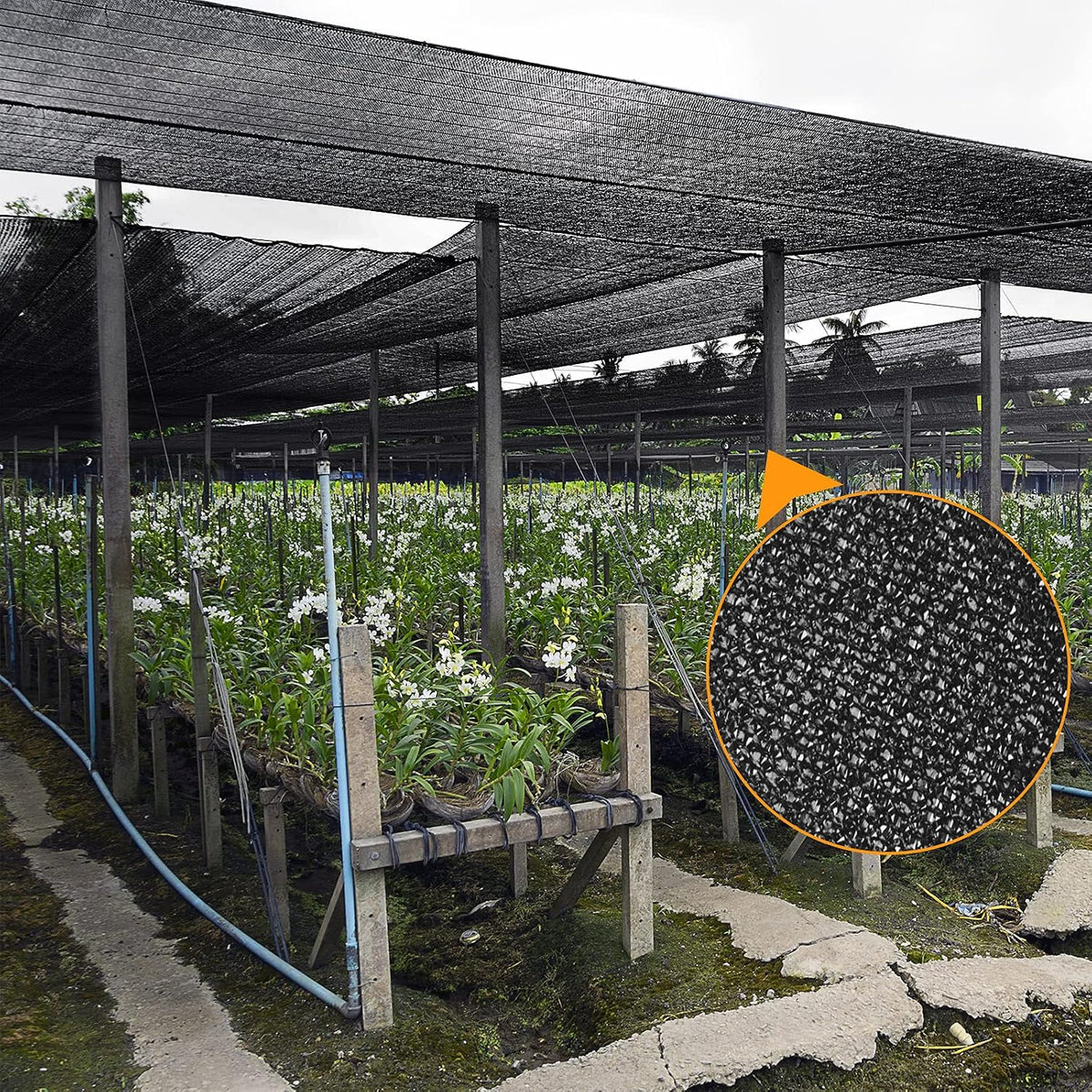 tuparka 90% black shade cloth 10ft x 20ft, side view