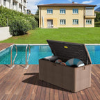 TARKARI Premium Pro Edition 180 Gallon Lockable Resin Deck Box, Waterproof & UV-Resistant Outdoor Storage Box for Outdoor Cushion Storage, Garden Tools & Pool Accessories Storage, Brown