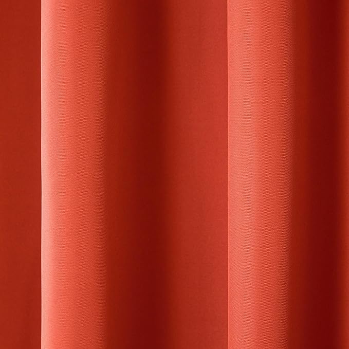 TOWN & COUNTRY BASICS Cabana Solid Heavyweight Indoor Outdoor Curtains, Light Filtering Opacity with Grommet Top, Water Repellent, 54"x84", Mecca Orange (Pack of 12)