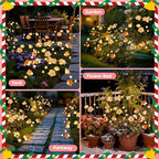 Solar Garden Lights, Warm White LED Swaying Solar Flowers Light for Outside, Waterproof Garden Decor, Outdoor Decorative Lights Yard, Patio, Pathway Decoration Gardening Gifts (2 Pack)