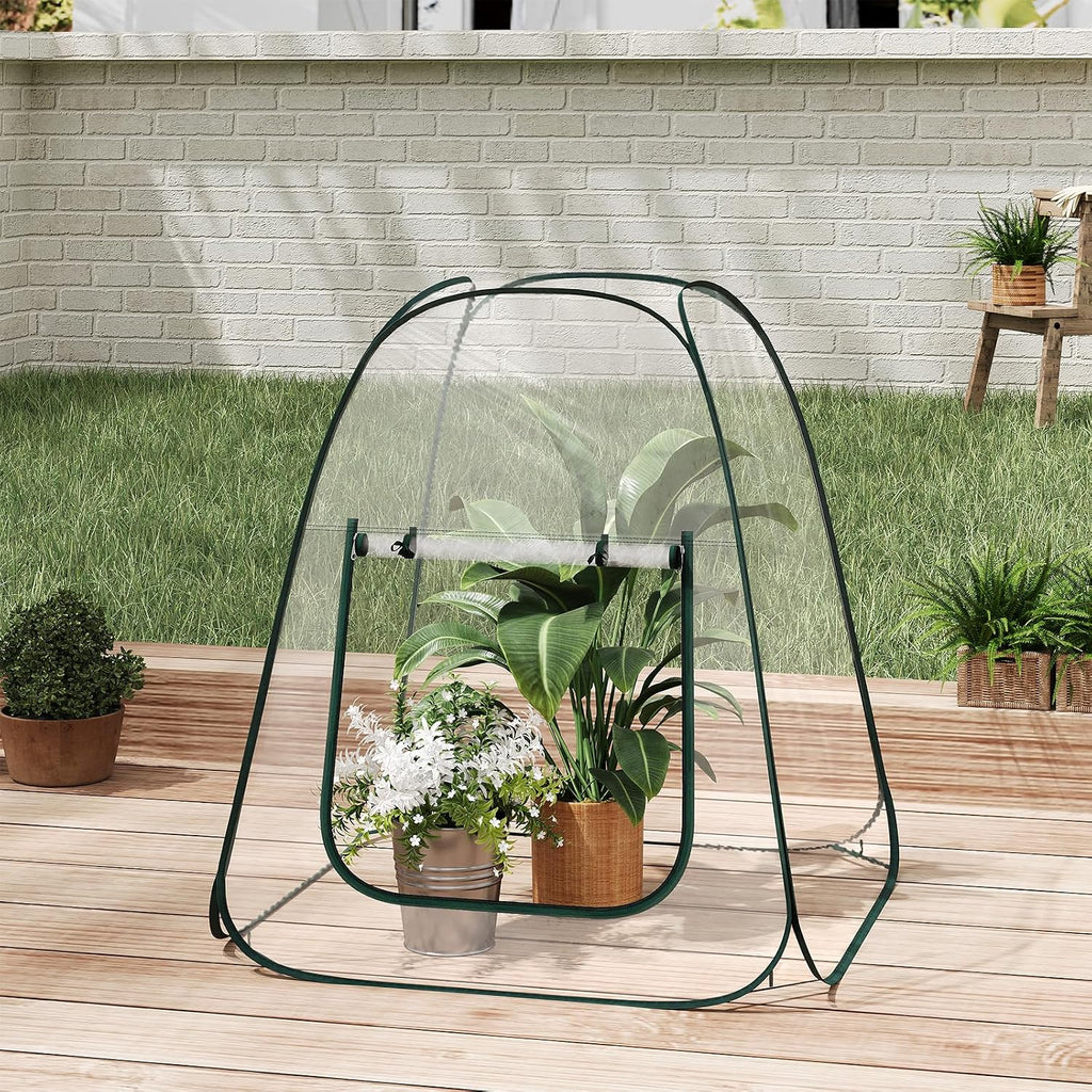 woltu small greenhouse plastic garden greenhouse outdoor greenhouse, side view