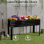 MGNO 2PCS Galvanized Raised Garden Bed Outdoor with Legs,48×18×32in Metal Elevated Raised Planter Box for Backyard, Patio, Balcony, 300lb Capacity,Black