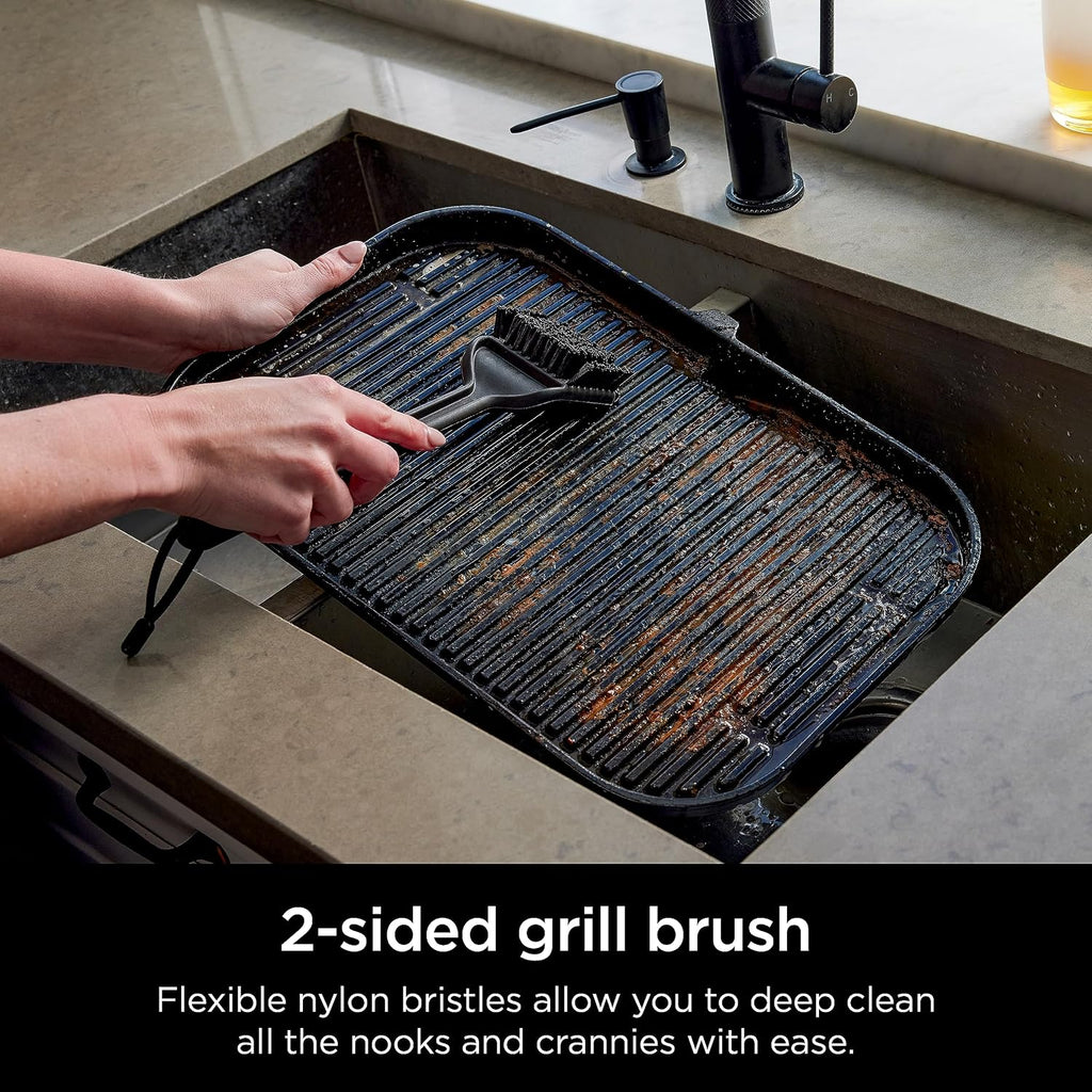 Ninja Woodfire Grill Cleaning Brush & Scraper, Non-Scratch, Heat Resistant | Ninja Woodfire Grill Cleaning Brush is heat-resistant and non-scratch, with a scraper tool that fits all grill grates