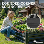 YITAHOME 72x36x12 in 2pcs Galvanized Raised Garden Bed Kit, Large Metal Planter Box with Gloves & Support Rod, Outdoor Flower Bed for Plants Vegetables, Black