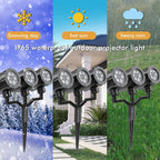 Three Head Christmas Snowflake Projector Lights, Vermilion, A | IP65 Waterproof, 360° Rotatable, 9 Snowflake Patterns, LED Projection for Indoor Outdoor Xmas Decor