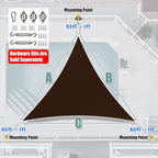 Amgo 20' x 20' x 20' Brown Triangle Sun Shade Sail UPF50+ Canopy Awning AGSLT, 95% UV Blockage, Water & Air Permeable, 200GSM Heavy Duty Commercial and Residential (We Make Custom Sizes)