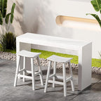 Outdoor Bar Stools Set of 2, Waterproof Barstools, Easy to Clean and Care, for Bar, Kitchen Counter, Deck, and Patio, White