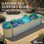 YITAHOME 17" Tall 9 in 1 Raised Garden Bed Kit,96x24 in Large Galvanized Metal Planter Box with Gloves & Safety Rubber, Outdoor Flower Bed for Plants Vegetables Flowers, White