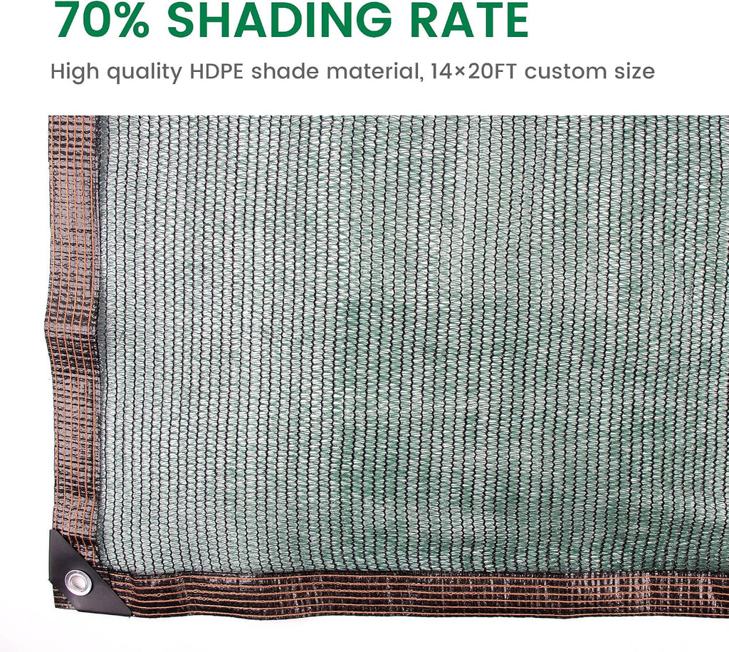 shade cloth, 14ft x 20ft 70% green outdoor shown in use