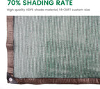 shade cloth, 14ft x 20ft 70% green outdoor shown in use