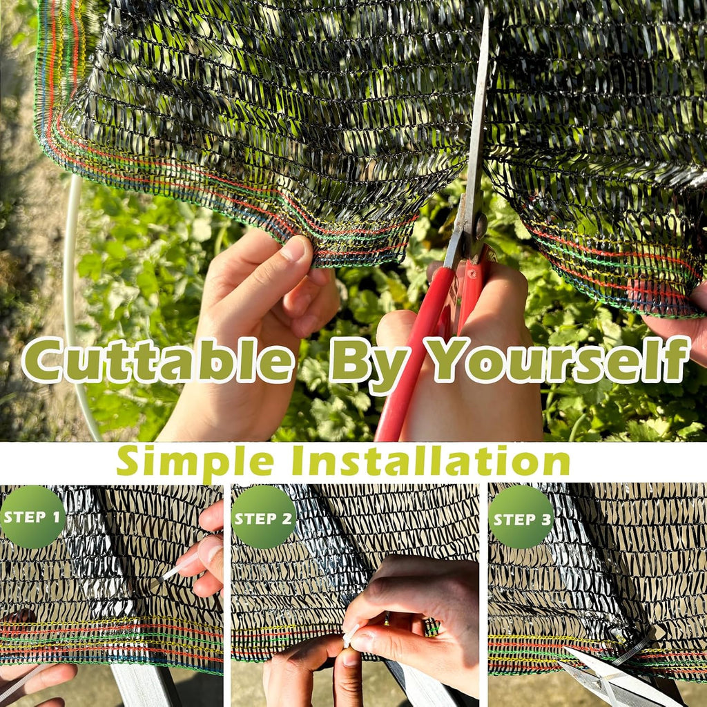 55% shade cloth for garden, black shade net showing dimensions