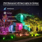 Christmas RGBW Landscape Spotlight,12W RGBW Color Changing Outdoor Spot Lights for Yard, Low Voltage LED Landscape Spotlight with Remote Control, IP65 Waterproof Yard Spotlgiht for Garden, 4 Pack