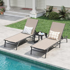 Amopatio Outdoor Lounge Chairs Poolside Chaise Lounge for Patio Set of 2 | with Side Table Foldable Stackble Fully Assembled Weather Resistant 5-Position Adjustable Backrest 400LBS Capacity