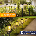 UME 10 Pack Solar Pathway Lights Outdoor, Bright Solar Garden Lights with Metal Design–IP65 Waterproof, Auto On/Off, 3000K LED Landscape Lighting for Yard, Lawn, Walkway, Driveway, Patio Decor