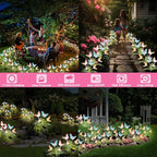 Solar Lights Outdoor Decorations Waterproof Newest Solar Garden Lights with Glowing Stems, 7-Color Changing Butterfly Flower Light for Outside Yard Pathway Garden Decor, Gift for Mother,2Pack