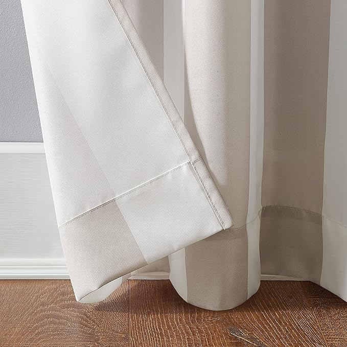 Sun Zero Valencia Cabana Stripe Indoor/Outdoor UV Protectant Energy Efficient Grommet Curtain Panel Pair, 54" x 95", 2-Pack