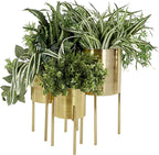 Deco 79 Metal Indoor Outdoor Planter Large Planter Pot with Removable Stand, Set of 3 Planters 18", 14", 12"H, Gold