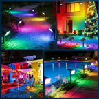 LANSOW Solar Spot Lights Outdoor Color Changing, 2 Pack/7 Modes Waterproof Solar Christmas Landscape Spotlights, LED Solar Powered Flood Lights for Yard Garden Pathway Outside Halloween, Auto ON/Off