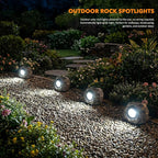 Solar Rock Lights Outdoor – 4 Pack Waterproof LED Landscape Garden Spotlights, Realistic Stone Design, Wireless Solar Powered Pathway Lights for Yard, Walkway, Patio & Lawn Decoration (Auto On/Off)