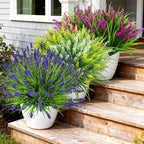 Artificial Plants Outdoor, 22 Pcs Fake Flowers UV Resistant Outdoor Artificial Lavender Flowers, Plastic Faux Plants for Porch Garden Planter Yard Window Box