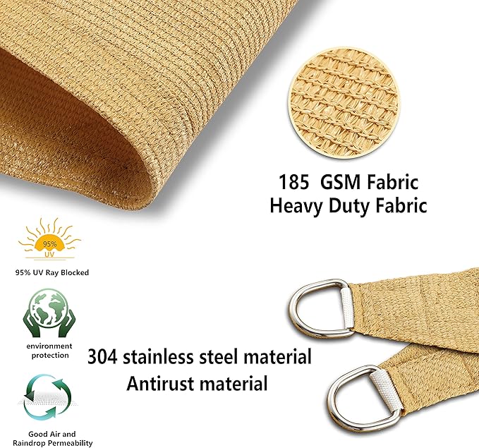 Tronssien Rectangle 10'x13' Sun Shade Sail,95% UV Blockage Canopy Awning for Outdoor Patio and Garden, Yard Activities
