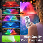 Pond Fountain Aerator, LED RGB Multicolor Aerator Floating Fountain Light, 750W 1HP 15000 GPH Floating Pump,IP68,for Ponds & Lakes