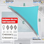 Amgo Custom Size 9' x 15' x 17.5' Turquoise Triangle Sun Shade Sail UPF50+ AGTAPRT12, Order to Make Canopy Awning, 95% UV Blockage, Water & Air Permeable, Commercial Standard (We Customize)