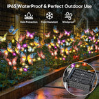 Solar Lights Outdoor Garden Decor: 8 Pack 136 Silk Butterflies with 176 Color-Changing LEDs - Auto On/Off 12H Magical Lighting IP65 Waterproof for Yard Patio Pathway - Unique Gifts for Mom Grandma