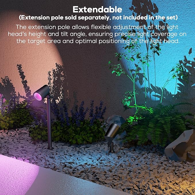 SUNTHIN 4 Pack Smart Landscape Lights, RGBW Color Changing Landscape Lights with Remote, Compatible with Alexa and Google Home, IP65 Waterproof, for Garden, Yard, Lawn, Wall, Tree, Fence(6W/ Light)