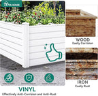 YITAHOME 4x4x2 FT Plastic Raised Garden Bed Kit, Large Outdoor Above Ground Planter Box with Growth Grid for Plants, Vegetables, and Flowers, Easy Installation, White