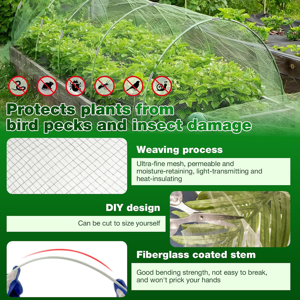 garden mesh netting kit, 2 packs 10x33ft netting, side view