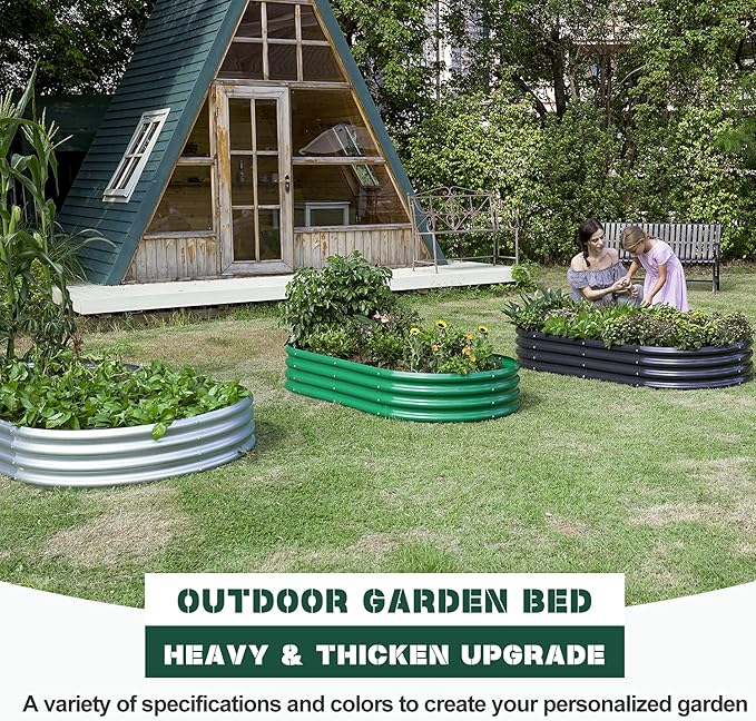 Land Guard 2Pcs Galvanized Steel Raised Garden Bed,8 x 4 x 1 ft Large Metal Raised Planter Beds, Aluminum Raised Garden Bed for Vegetables, 8 x 4 x 1ft(2pcs)