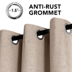 H.VERSAILTEX Linen Curtains 100% Blackout Curtains for Bedroom 108 inch Long Full Light Blocking Nature Linen Blended Window Curtains for Living Room Nickel Grommet (2 Panels, Heathered Sand)