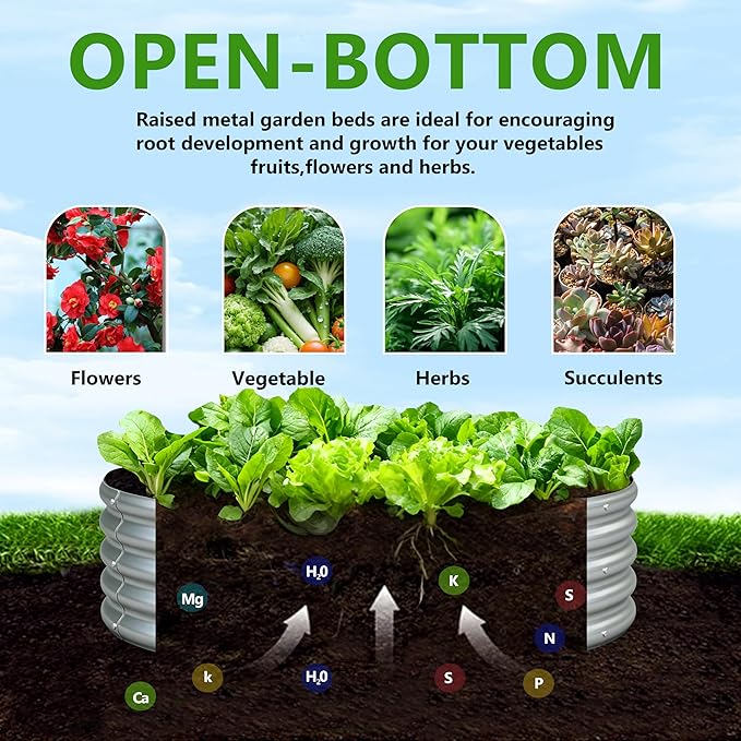 2PCS 3x3x1FT Galvanized Raised Garden Bed Kit,Vegetable Boxes-Round Metal Flower Box,Large Planter Raised Beds Outdoor Garden for Planting,Fruit,Herb-Silver