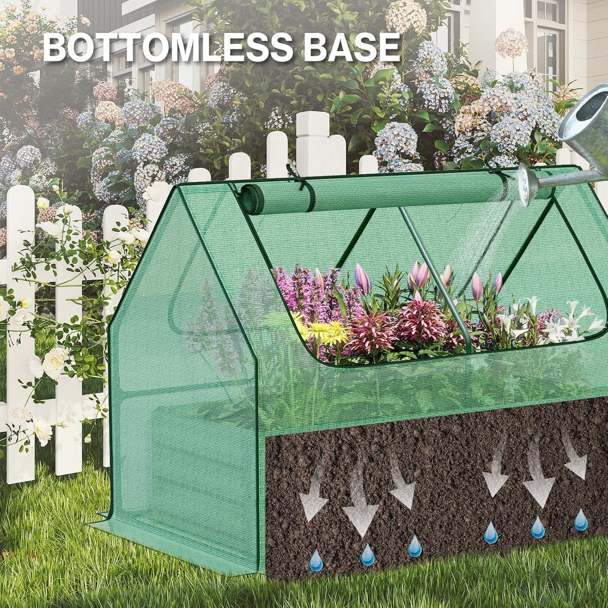 aoodor raised garden bed kit, 4x2x1 ft galvanized, side view