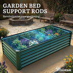 YITAHOME 8x4x1.5 ft Galvanized Raised Garden Bed Kit, Large Metal Planter Box with Gloves, Safety Rubber & Support Rod, Outdoor Flower Bed for Plants Vegetables, Green