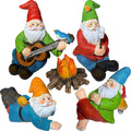 Mood Lab Garden Gnome Figurines - Camping Gnomes Set (5 pcs) - 2.6" H Miniature Decorative Statues & Accessories - Outdoor & Indoor Garden Decor