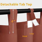 Easy-Going Outdoor Patio Curtains Detachable Tab Top Windproof Weatherproof Curtain for Cabana, Porch, Pergola and Gazebo, Tab Bottom Drape, 2 Panels, 54W x 120L inch, Terra Red