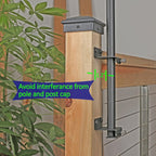 2 Pack 6.5 FT Stainless Steel String Lights Pole Bracket/Holder for Deck Railing Wood Posts, Black