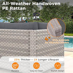 12-Seat Modular Patio Furniture Set – Outdoor Wicker Sectional Sofa with Thick 4″ Cushions, Dual-Strand PE Rattan, Rust-Resistant 18 mm Steel Frame, Backyard Garden Deck Lounge,Black