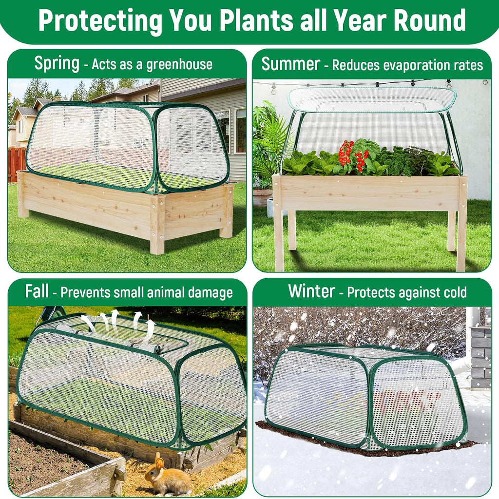raised garden bed covers - 45"x22"x16", garden row, side view
