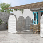 Casaphoria 72" H x 47" W Arched Metal Privacy Screen - Elegant Freestanding Outdoor Screen for Deck, Patio & Balcony - Versatile Decorative Privacy Panels for Home & Garden Use (White-Louvered)