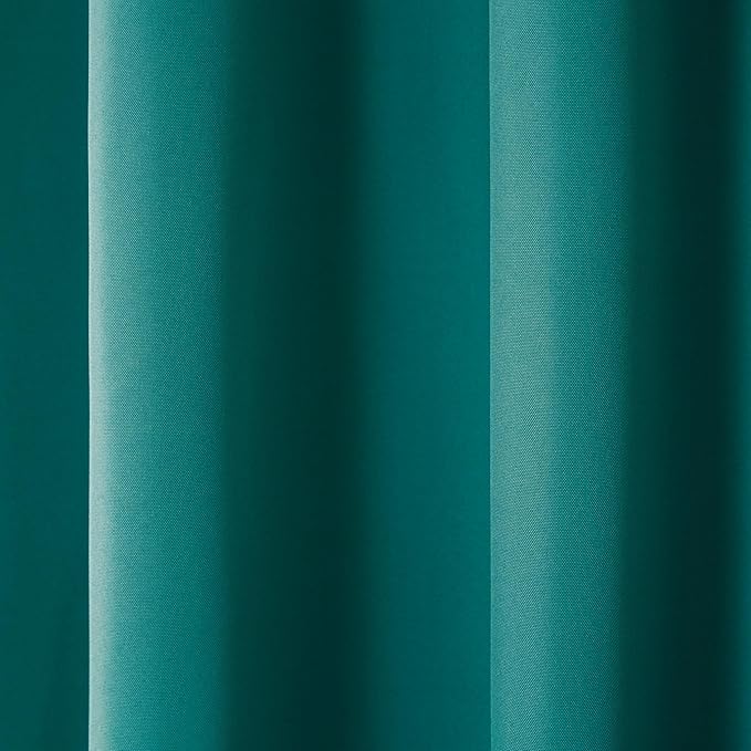 TOWN & COUNTRY BASICS Cabana Solid Heavyweight Indoor Outdoor Curtains, Light Filtering Opacity with Grommet Top, Water Repellent, 2-Pack Set, 54"x120", Dark Teal